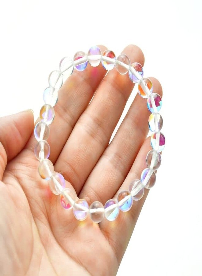 TAURISH Natural Angel Aura Quartz Bracelet 8mm Beads 7.5 Inches Stretchable Length Handmade Healing Crystal Jewelry for Women & Men - Image 3